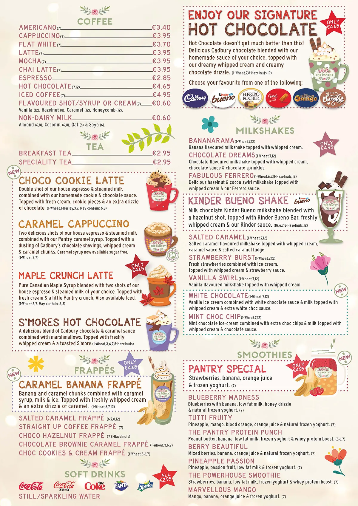 The Pantry Cafe Restaurant Franchise drinks menu